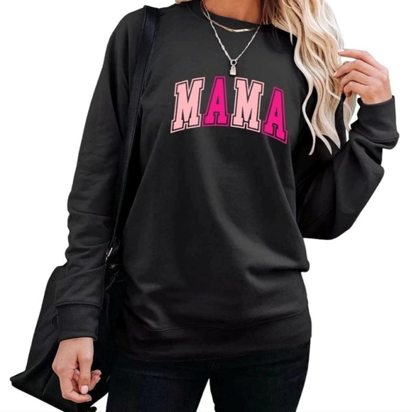 Black 'MAMA' Sweatshirt with Pink Lettering - Picture 4 of 7